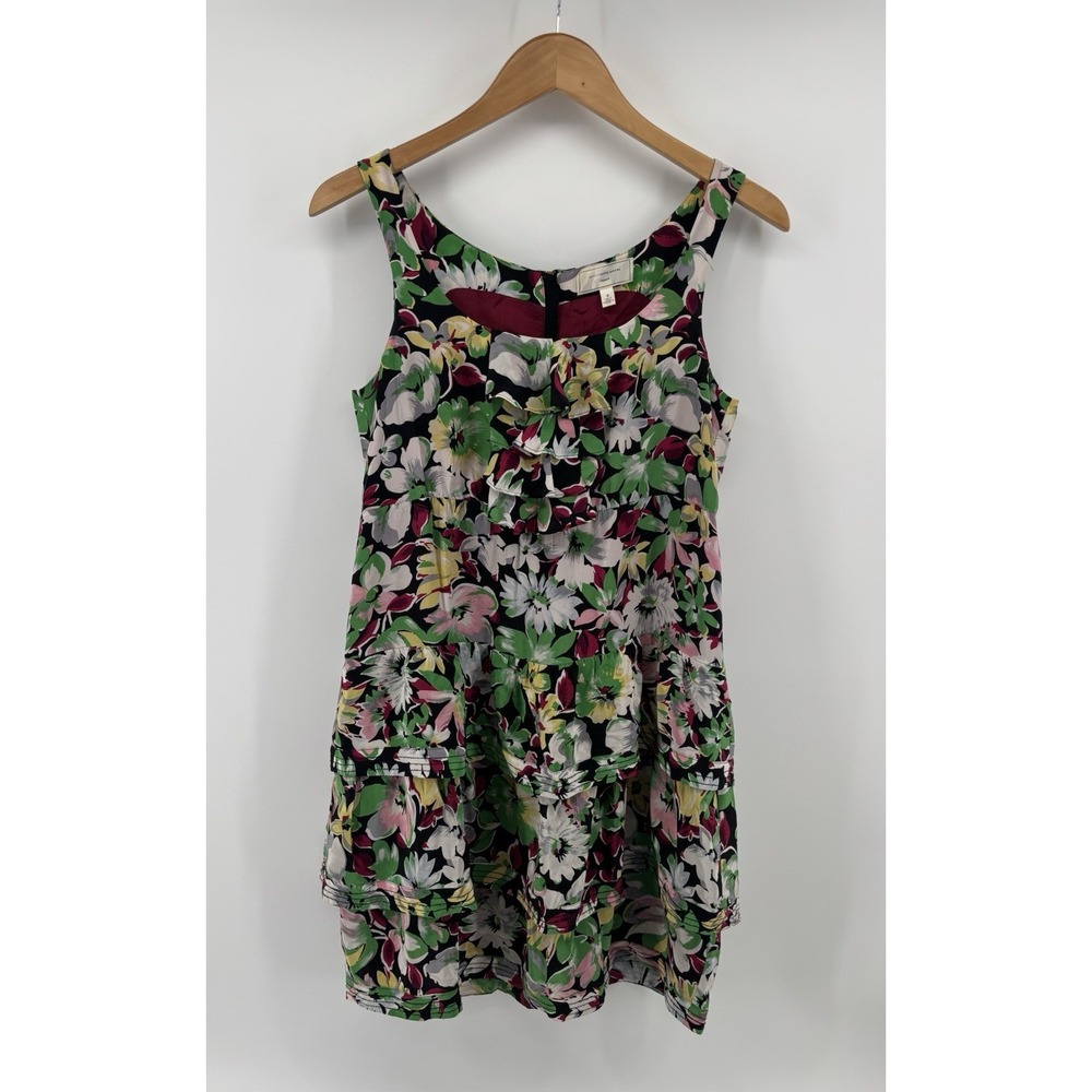 Anthropologie Moulinette Soeurs Akebia Floral Tiered Ruffle Dress Sz 4 100% Silk